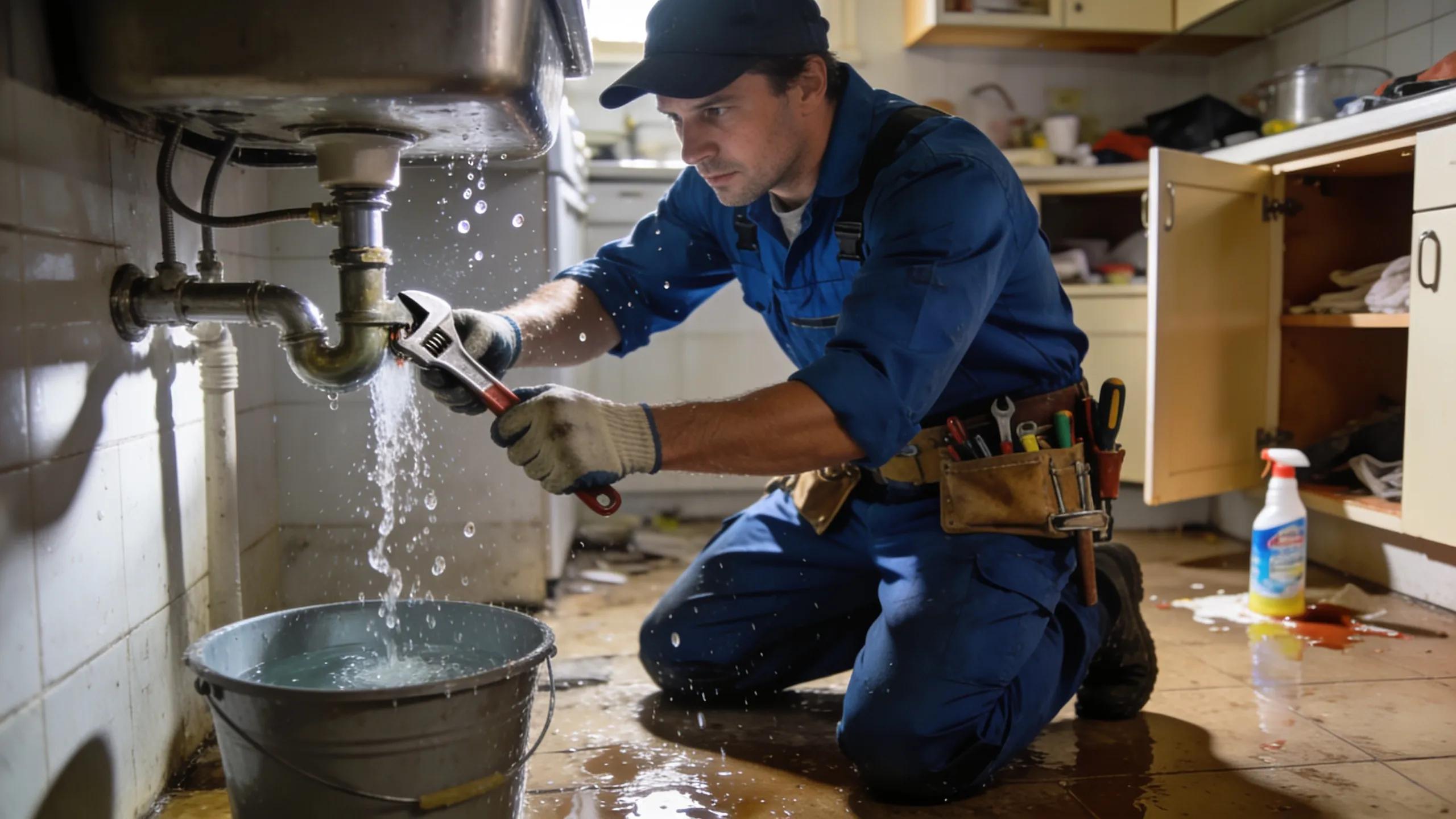 Pro Roto technician responding to a residential plumbing emergency, securing the scene
