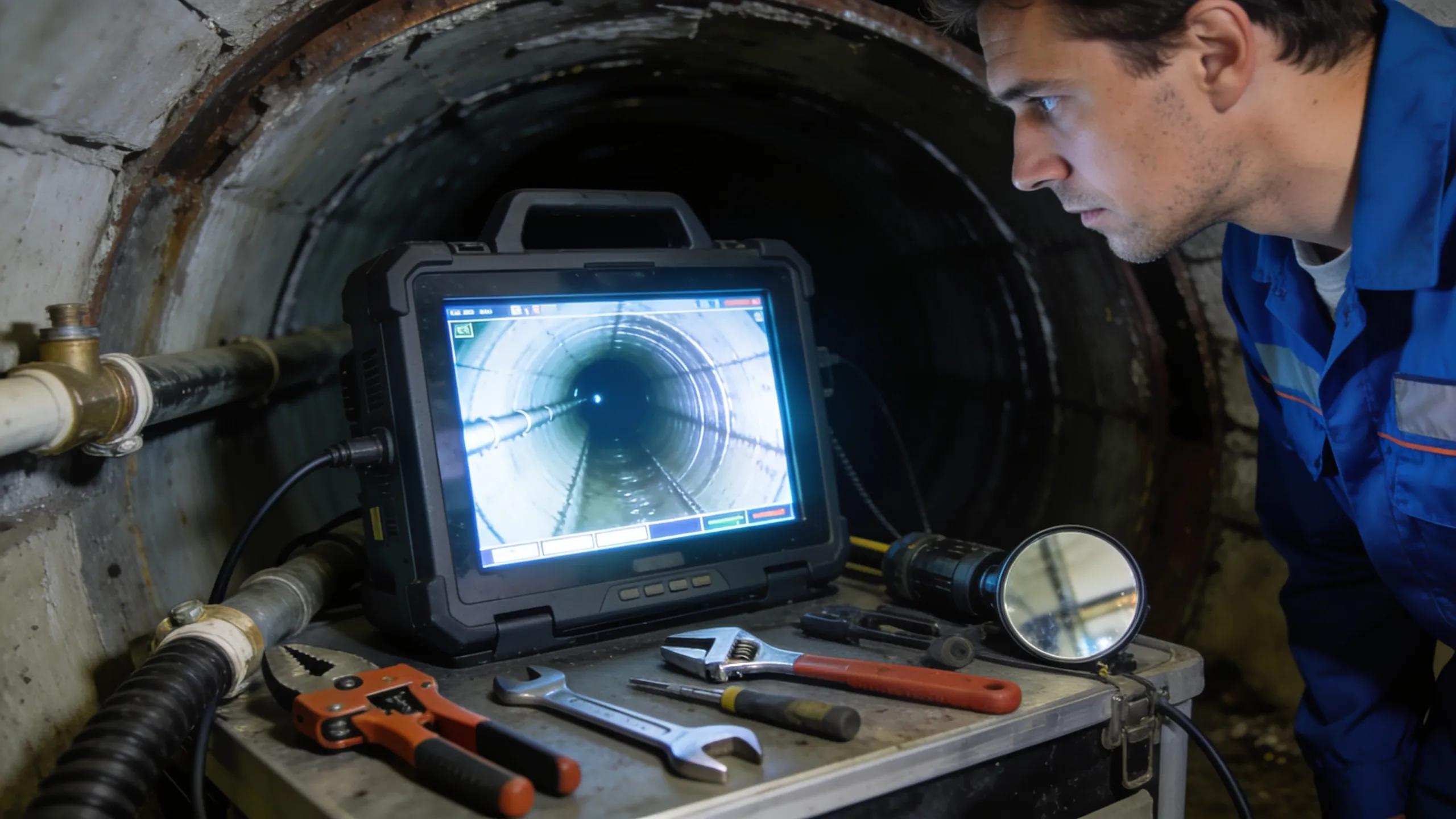 High-definition sewer camera showing clear pipe footage