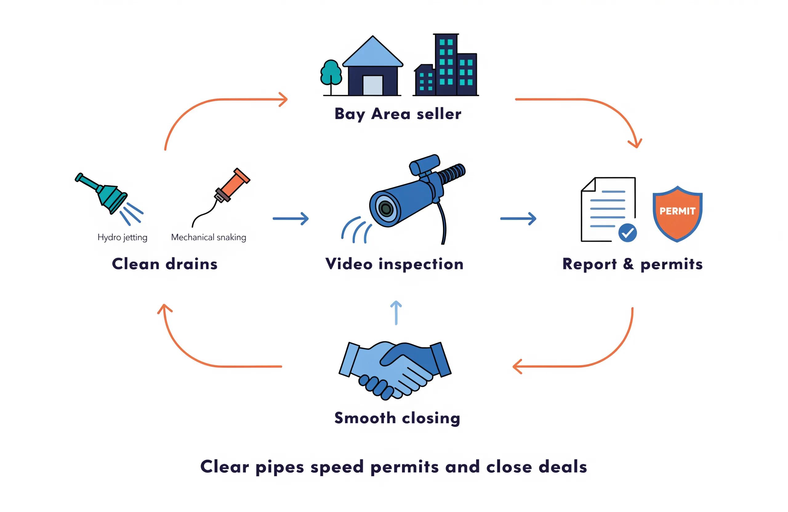 Illustration of sewer inspection process