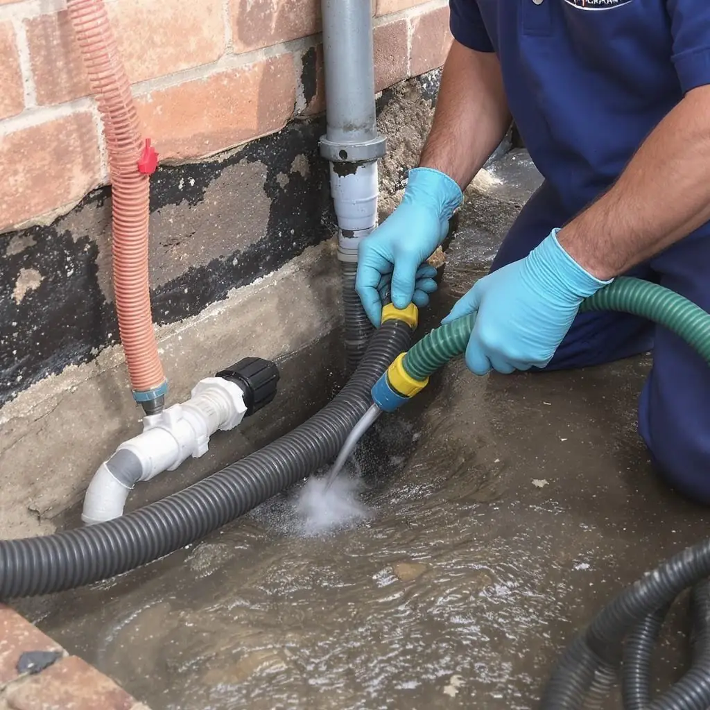 width= Sewer camera inspection revealing the inside of a drain line